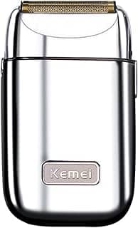 KEMEI Aparadores Elétricos Profissionais para Homens, Barbeador Elétrico Recarregável USB, Lâminas de Titânio de Lítio, Aparador de Barba Facial (TX1 Prata)