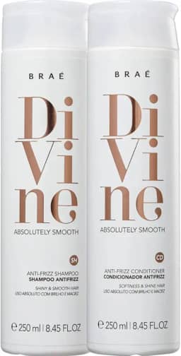 Kit Shampoo e Condicionador Braé Divine 250ml - Profissional Anti-Frizz, Maciez e Brilho Intenso - Kit Hidratação Cabelo de Salão