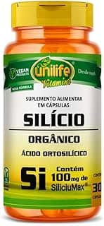 Silício Orgânico Ácido Ortosilícico 100mg Selo Siliciumax 30 Cápsulas Vegano Unilife