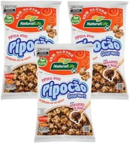 KIT 3 Unidades Pipoca Doce Gourmet Sem Glúten Vegana 90g - Natural Life (Brigadeiro de Panela)