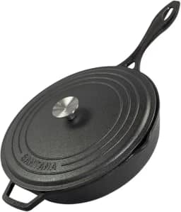 Frigideira de Ferro Fundido Cabo 28 Cm de Ferro Com Tampa Santana