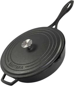 Frigideira de Ferro Fundido Cabo 28 Cm de Ferro Com Tampa Santana