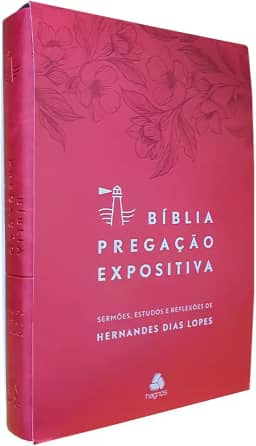 Bíblia Pregação Expositiva | RA | PU luxo rosa Flores: Feminina