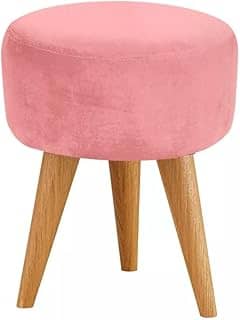 Puff Redondo Banqueta Estofada Decorativa Pé Palito (Rose)