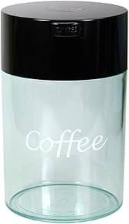 Coffeevac – O melhor recipiente de café selado a vácuo, tampa preta e corpo transparente com logotipo