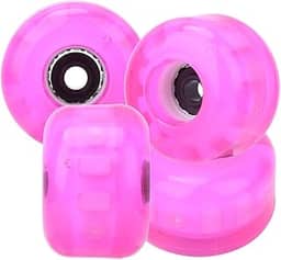 Rodas de skate de 54 mm 82A, 4 peças de rodas de truque rosa piscando com anéis magnéticos para melhor desempenho de patinação