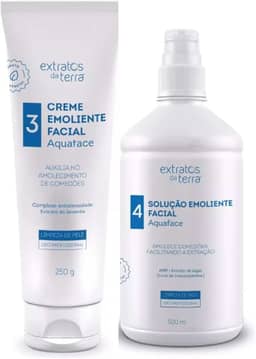 Kit Emoliente Aquaface Extratos da Terra - Creme e Solução Emoliente para Limpeza de Pele Profunda - Uso Profissional