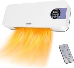 Aquecedor de parede para uso interno sala grande 1500W aquecedor elétrico de parede de cerâmica 3s aquecimento rápido com controle remoto aquecedor de sala temporizador proteção contra