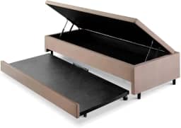 Bicama Solteiro com Baú 88x188 Suede Bege