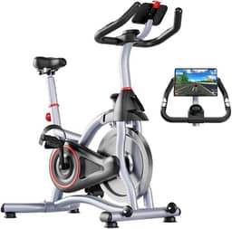 Bicicleta Ergométrica - Spinning, Silenciosa, Com Relógio Eletrônico, Suporte para Tablet, Suporta até 200cm e 150kg, Ajustável para Casa ou Academia, Sistema de Resistência de Feltro de Lã