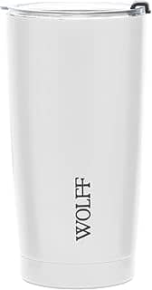WOLFF - Copo Térmico de Aço Inox Parede Dupla Com Tampa 600ml Branco - Para Viagem - Mantém a Bebida na Temperatura Ideal
