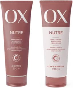 Kit Shampoo e Condicionador OX Nutre Para Cabelos Ressecados e Sem Brilho, Sistema de Beleza Duradoura, 200ml, Devolve o Brilho e Proporciona um Movimento Natural aos Fios