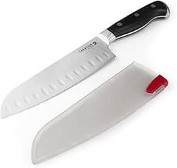Faca Santoku Sabatier, com bainha auto-afiante, 17,7 cm, preto