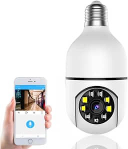 Câmera Lâmpada de Segurança Full Hd Ip Wifi Giratória 360 Visão Noturna Com Sensor de Movimento E Infravermelho