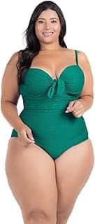 Maiô Plus Size Efeito Seca Barriga Reduz Medidas Tecido Texturizado Franzido Lateral Com Bojo Fixo Amarração nas Costas