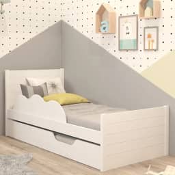 Bicama Infantil Solteiro 100% Mdf Bibox Cama Auxiliar Com Rodizio Uli Branco