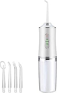 Irrigador Oral, Limpeza Profunda Jato, Supersônico 3 Modos Diferentes, Recarregável, USB Bivolt Limpador de Dentes Sem Fio Dental Tanque de 240ML, Irrigador Bucal Quatro Boçosbranco