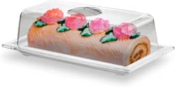 Porta Pão Torta Bolo Rocambole AcrílicoTransparente 28x15x9
