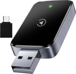 Adaptador CarPlay 2 em 1 e automotivo para Android/iPhone, adaptador Apple CarPlay com fio para sem fio, tamanho com USB/Tipo-C, controle estável e sem atraso.