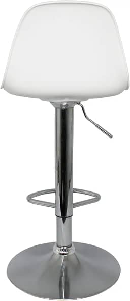 Banquetas de Cozinha, Bar, Salão de Festas, Bancada Giratória Alta com Regulagem de Altura, Amortecimento a gás, Base em Metal Cromado Cor Branca.