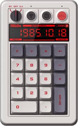 8Bitdo Teclado Numérico Mecânico Retrô Com 18 Teclas, Compatível De Pc E Modo Calculadora Padrão, Hot-Swappable, Botão Atalho, Bluetooth/2.4G/Com Fio Para Windows Android - Edição N