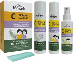 Kit Shampoo Condicionador Spray Terapia Capilar M MariS Rotina Escolar Uso Diário + Pente Fino Combate Piolhos e Lêndeas