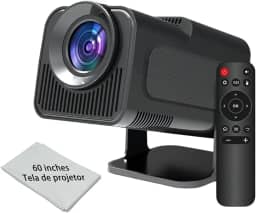 Projetor Portátil HY320 Mini - Tela 60" para Casa e Viagem Wi-Fi 6 Bluetooth 5.1 Android 13 4K HD 160 ANSI Lumens 30.000h Vida Útil Inclui Controle e Cabos