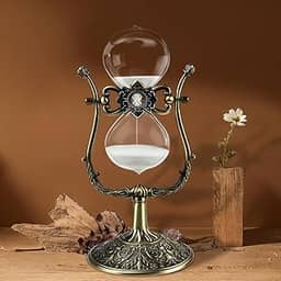 Ampulheta, A Ampulheta, Ampulheta 60 Minutos, Ampulheta Decorativa, Relógio de Areia Decorativo Clássico Em Metal, 13.5 * 14.5 * 29cm, Dourado