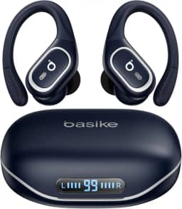 Basike Fone de Ouvido Bluetooth Sem Fio, TWS Áudio Estéreo Hi-Fi, 40H de Reprodução cam Display LED, Toque Inteligente, 3 Tamanhos de Pontas para Treinos e Corrida – Azul