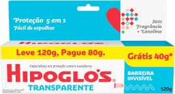 Hipoglós Creme Preventivo de Assaduras Transparente, Leve 120g Pague 80g