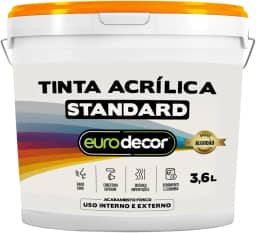Tinta Acrílica Standard Euro Decor 3,6KG Sem Cheiro Anti Mofo Interior e Exterior (Branco)