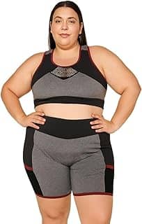 Conjunto Academia Feminino Plus Size Top Costas Nadador e Short Suplex