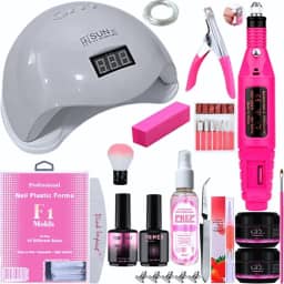 Kit Completo Manicure Unhas de Gel com Cabine Sun LED UV 48W e Lixadeira Elétrica Caneta Bivolt (Branco)