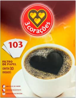 Filtro de Papel 3 Corações 103 Caixa 30 Unidades
