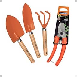 Kit Para Jardinagem Com 4 Peças - Tramontina - Ancinho - Pazinha Larga - Pazinha Curta - Tesoura de Poda