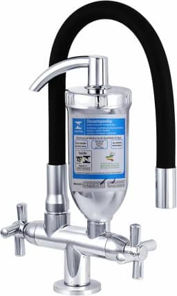 Torneira Cozinha Bancada Com Filtro Purificador De Água Preta Para Pia Balcão Mesa Flexível Móvel Silicone 1/4 Volta