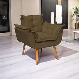 Poltrona Alice Decorativa Para Sala Cadeira Reforçada Para Recepção Manicure Clínica Sala De Espera Consultório Escritório Pé Castanho - Clique & Decore (Marrom)