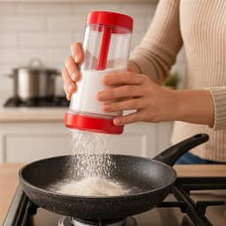 Tapioqueira, Polvilhador, Armazenador e Peneira Para Tapioca, Tapiocas Sem Pelotes e Pedaços de Umidade Da Goma, Ideal Para Cozinhas e Lanchonetes, Filtro, Peneira, Funil e Pote e Tampa Para Tapioca