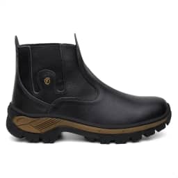 Bota Masculina Botina em Couro Impermeável Coturno Palmilha Gel Confortável