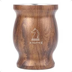Cuia Térmica Amadeirada Mate Chimarrão Tererê De Aço Inox X-Matte