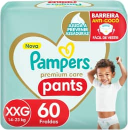 Fralda Pampers Premium Care Pants Tamanho XXG, Fácil de Vestir, 60 Unidades