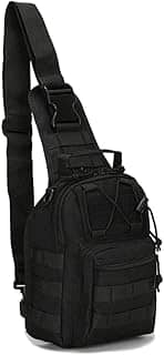 DTKJ Bolsa de ombro tática, mochila de caminhada, caminhada, escalada, acampamento, caça, pesca, mochila, Preto, 5l