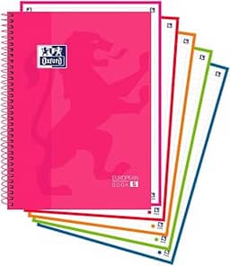 Caderno Espiral Capa Dura – Oxford Europeanbook – 5 Materia – 120 Folhas – Rosa