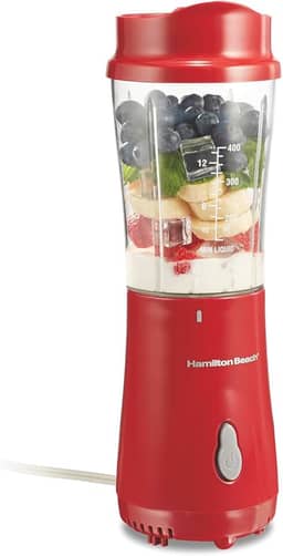 Hamilton Beach Liquidificador Pessoal com Copo de Viagem de 400 ml e Tampa Vermelha 51101R