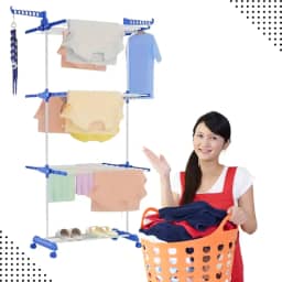 Varal de Chão Organizador Retrátil Dobrável 3 Andares Vertical Portátil Compacto e Rodinhas para Roupas Íntimas e Pequenas Peças