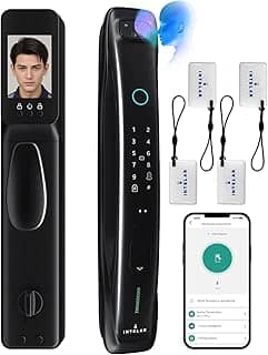 Fechadura Eletronica com Camera,3D Reconhecimento Facial Fechadura Digital de porta 7 em 1 sem Chave, Smart Lock Tuya WiFi APP