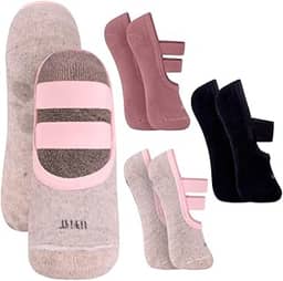 Kit 03 Pares de Meia Sapatilha Antiderrapante Pilates Trifil Com Dupla Faixa Tensora e Sustentação