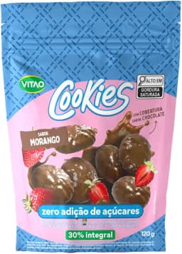 Vitao Cookies Zero Morango Cobertura Chocolate 150G
