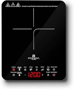 Cooktop Indução Portátil Panda Plus 1 Boca Controle Temperatura Compacto Eficiente Compatível Sofisticado Gourmet Preto 127V - 1200W