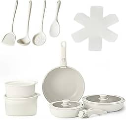 Kit 19 Antiaderente Jogo de Panelas, Conjunto de Panelas com AlçAs RemovíVeis, Panela para FogãO de InduçãO/gás, LaváVel em MáQuina de Lavar LouçA e Forno, Adequado para Cozinha, ao Ar Livre